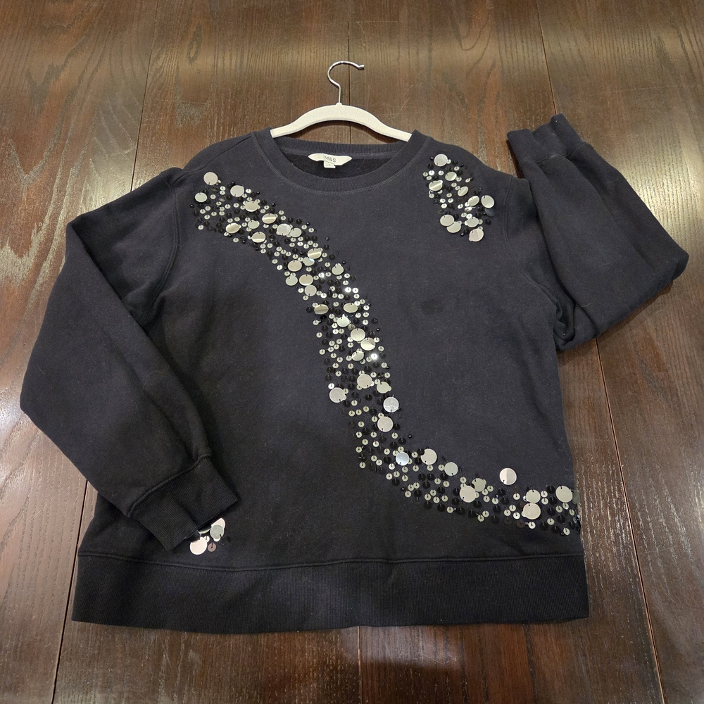 Women's Black Embellished Sweatshirt